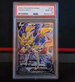 ZACIAN V FULL ART 2020 POKEMON SWORD & SHIELD 195/202 PSA 10 GEM MINT T892 ENG - Image 1