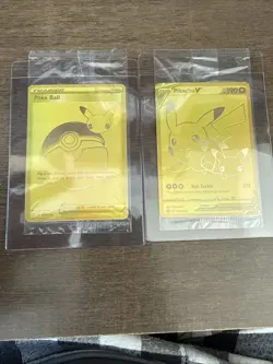 Pikachu V Gold and Pokeball SWSH145/SWSH146 Pokemon TCG Celebrations Sealed!! - Image 1