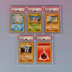 1999 POKEMON BASE SET GERMAN 1ST ED NIDORAN MASCHOCK FEUER JUROB MACHOLLO PSA 10 - Image 1