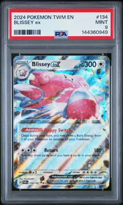 2024 Pokemon TWM EN-Twilight Masquerade #134 Blissey EX PSA 9 Mint Holo Rare tcg - Image 1