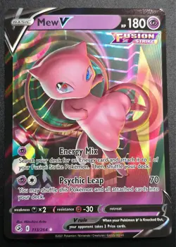 Pokemon Sword & Shield Fusion Strike Mew V 113/264 Full Holo Ultra Rare NM - Image 1