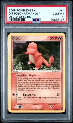 2005 POKEMON EX DELTA SPECIES #61 DITTO [CHARMANDER] PSA 10 - Image 1