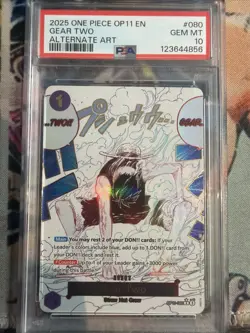 2025 ONE PIECE OP11-A FIST OF DIVINE SPEED ALTERNATE ART #080 GEAR TWO PSA 10 - Image 1