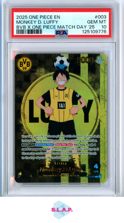 MONKEY D. LUFFY ONE PIECE EN ST13-003 2025 BVB ONE PIECE MATCH DAY 25 EN PSA 10 - Image 1