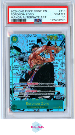 RORONOA ZORO MANGA ALT ART ONE PIECE PRB01-PRB THE BEST 2024 118 PSA 10 - Image 1