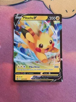 Pikachu v SWSH285 Crown Zenith Black Star Promo Card Near-Mint Condition - Image 1