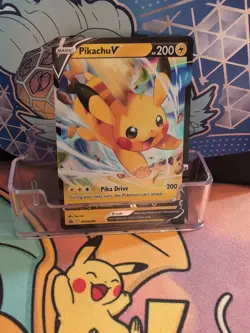 Pikachu v SWSH285 Crown Zenith Black Star Promo Card Near-Mint Condition - Image 3