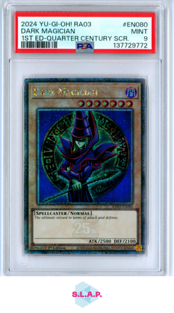 DARK MAGICIAN 1ST ED-QUARTER CENTURY SCR. YU-GI-OH! RA03 2024 EN080 PSA 9 - Image 1