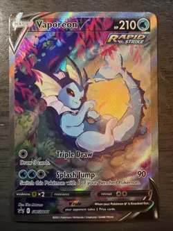 Pokemon TCG English Card Sword & Shield Promo Vaporeon V SWSH181 Full Art Holo - Image 1