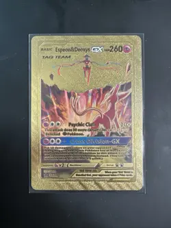 Espeon & Deoxys Tag team High Quality Gold Foil Fan Art Display Card NM/M - Image 1