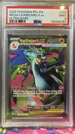 Mega Charizard X Ex Pokemon Pfl En-Phantasmal Flames 109 NM PSA 9 - Image 1