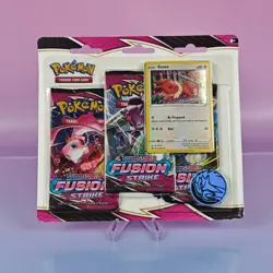 POKEMON TCG FUSION STRIKE 3-PACK BLISTER EEVEE PROMO COIN SEALED - Image 1