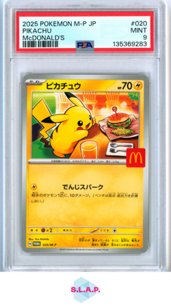 PIKACHU MCDONALD'S POKEMON JAPANESE M-P PROMO 2025 020 PSA 9 - Image 1