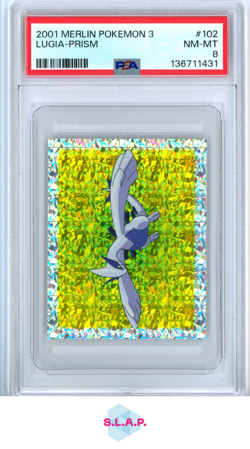 LUGIA-PRISM MERLIN POKEMON 3 2001 102 PSA 8 - Image 1