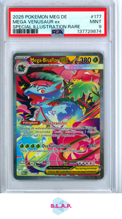 MEGA VENUSAUR EX SPECI4L ILL RARE POKEMON MEG DE-MEGA EVOLUTION 2025 177 PSA 9 - Image 1