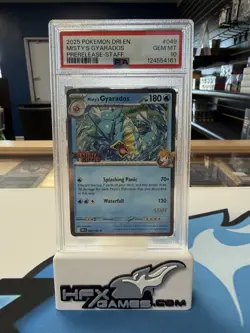 2025 Pokemon Misty's Gyarados Prerelease Staff Promo #049 PSA 10 - Image 1