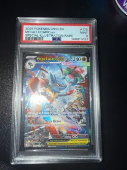 2025 POKEMON MEG EN -MEGA LUCARIO ex SPECIAL ILLUSTRATION RARE - MINT PSA 9 #179 - Image 1