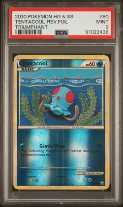 2010 Pokemon HGSS Triumphant 80 Tentacool Reverse Foil PSA 9 MINT TRUSTED SELLER - Image 1