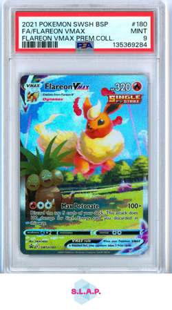 FA/FLAREON VMAX FLAREON VMAX PREM.COLL. POKEMON SWSH BLCK STR PRM 2021 180 PSA 9 - Image 1
