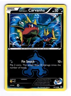 Team Aqua's Carvanha Double Crisis #20 (2015) Common Reverse Holo LP Pokemon - Image 1