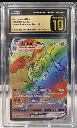 Pokemon TCG Machamp Vmax 194/189 Rainbow, Astral Radiance | CGC Pristine 10 - Image 1