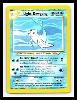 💥 LIGHT DEWGONG # 45/105 Neo Destiny Non Holo Vintage Pokemon 2001 - Image 1