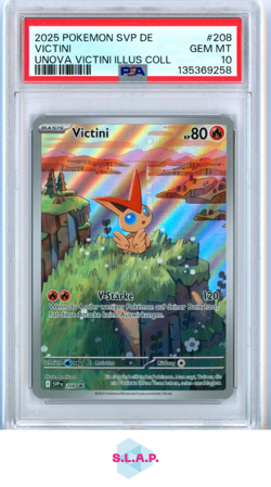 VICTINI UNOVA VICTINI ILLUS COLL POKEMON GER SVP SV BLCK STR PRM 2025 208 PSA 10 - Image 1