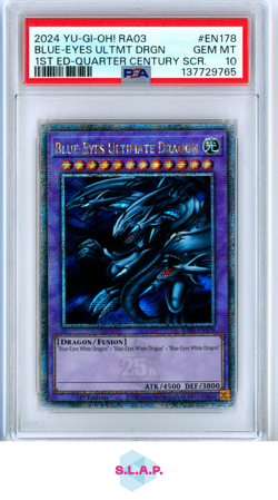 BLUE-EYES ULTMT DRGN 1ST ED-QUARTER CENTURY SCR YU-GI-OH! RA03 2024 EN178 PSA 10 - Image 1