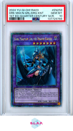 DRK MGCN GRL/DRG KNT 1ST ED-QUARTER CENTURY SCR YU-GI-OH! RA03 2024 EN258 PSA 10 - Image 1