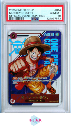 MONKEY D. LUFFY OFFICIAL EVENT TOP PRIZE ONE PIECE JAP PRMS 2025 014 PSA 10 - Image 1