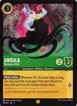2024 Disney Lorcana Into the Inklands Ursula Deceiver of All #91 - Image 1