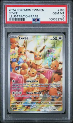 Pokemon PSA 10 Eevee #188 Twilight Masquerade Illustration Rare 2024 English - Image 2