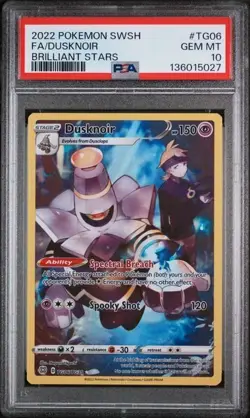 2022 POKEMON SWORD & SHIELD BRILLIANT STARS #TG06 FULL ART/DUSKNOIR PSA 10 - Image 1