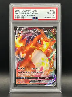 PSA Gem Mint 10-CHARIZARD VMAX #20 Full Art- Pokemon SWSH 2020 DARKNESS ABLAZE - Image 1