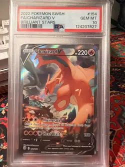 2022 POKEMON SWORD & SHIELD BRILLIANT STARS #154 FULL ART/CHARIZARD V PSA 10 - Image 3