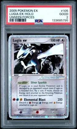 2005 Pokemon Ex Unseen Forces #105 Lugia EX Holo PSA 2 GOOD - Image 1