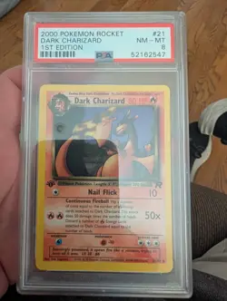Pokemon Dark Charizard TCG 21/82 Non-Holo Rare 1st Edition PSA 8 - Image 1