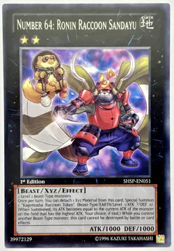 SHSP-EN051 Number 64: Ronin Raccoon Sandayu - Rare 1st Edition Near Mint YuGiOh - Image 1