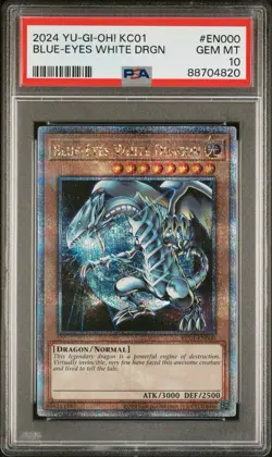 Blue-Eyes White Dragon Yugioh 2024 KC01-EN000 Quarter Century Secret Rare PSA 10 - Image 1