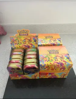 Pokemon Cards 50x Card Mini Tin Gift Bundle & Ultra Rare Coin Bulk Bundle Joblot - Image 1