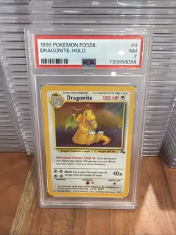 Pokemon TCG Dragonite Fossil Holo Rare Card 4/62 PSA 7 - Image 1