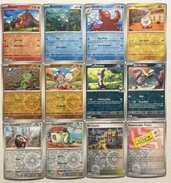 Pokemon 12 Card Journey Together Reverse Holo Lot Larvitar Rockruff Purrloin +++ - Image 1