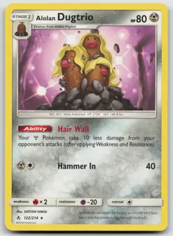 Alolan Dugtrio 122/214 SM - Unbroken Bonds Rare Pokemon TCG Card - Image 1