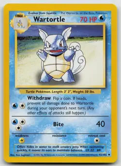 Pokemon Card Wartortle Uncommon Base Set 042/102 - Image 1