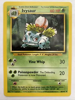 VINTAGE Ivysaur 30/102 Base Set Unlimited Pokemon Card 1999 NM - Image 1