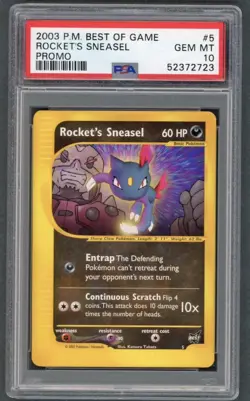 Pokemon Cards - PSA 10 Rocket's Sneasel 5 - Best of Game Promo - GEM MT - PSA10 - Image 1