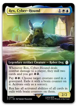 Rex, Cyber-Hound (Extended Art) #427 (Foil) (NM) Fallout PIP Magic MTG - Image 1