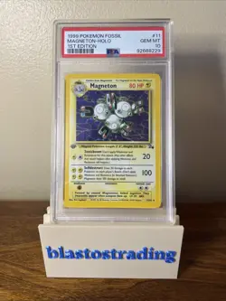 1999 Pokemon Fossil Magneton Holo #11 1st Edition PSA 10 - Image 2