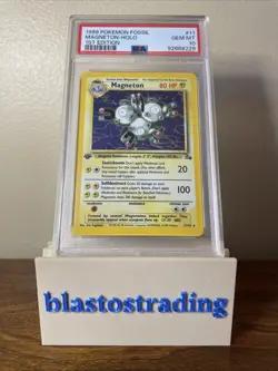 1999 Pokemon Fossil Magneton Holo #11 1st Edition PSA 10 - Image 4