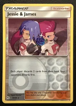 POKEMON JESSIE & JAMES 58/68 REVERSE HOLO RARE HIDDEN FATES NM NEAR MINT - Image 1